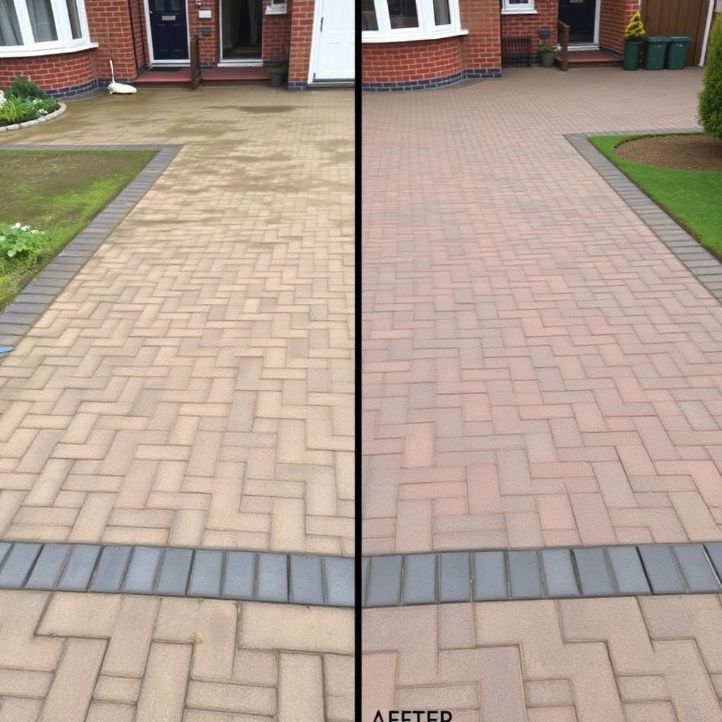 Driveway Cleaning — before and after